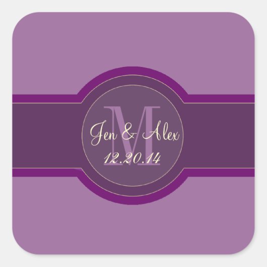 Mauve Paarse bruiloft gunst Stickers (Voorkant)