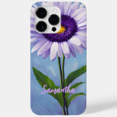 Mauve Paarse Daisy Oil Painting Monogrammed Case-Mate iPhone Case (Achterkant)