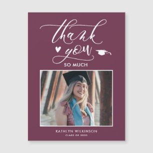 Mauve Paarse Elegant Script Afstuderen Dank u