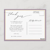 Mauve Paarse Elegant Script Chic Wedding Dank u Briefkaart (Achterkant)