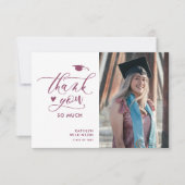 Mauve Paarse Elegant Script Minimalist Afstuderen Bedankkaart (Voorkant)