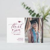 Mauve Paarse Elegant Script Minimalist Afstuderen Bedankkaart (Staand voorkant)
