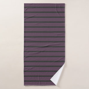 Mauve paarse en houtskool vijf strepen patroon badhanddoek
