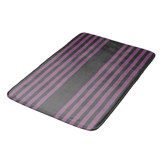 Mauve paarse en houtskool vijf strepen patroon badmat (Gekanteld)