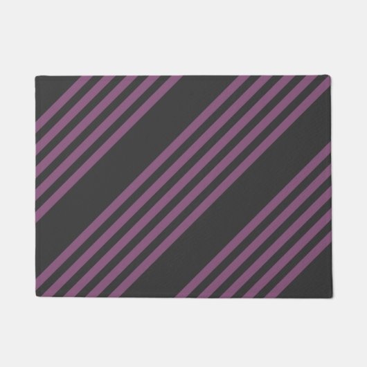 Mauve paarse en houtskool vijf strepen patroon deurmat (Voorkant)