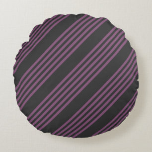 Mauve paarse en houtskool vijf strepen patroon rond kussen