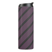 Mauve paarse en houtskool vijf strepen patroon thermosbeker (Gedraaid links)