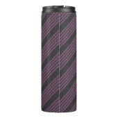 Mauve paarse en houtskool vijf strepen patroon thermosbeker (Achterkant)