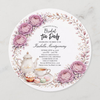 Mauve Palette Tea Party Bridal Shower Kaart