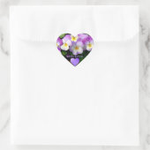  Mauve Pansies en hart met liefde Hart Sticker (Tas)
