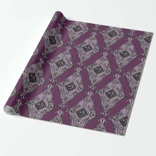 Mauve  Paris Pattern Cadeaupapier (Uitgerold)