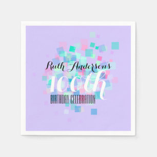 Mauve Pastel Colors 100th Birthday Party P Napkin Servetten