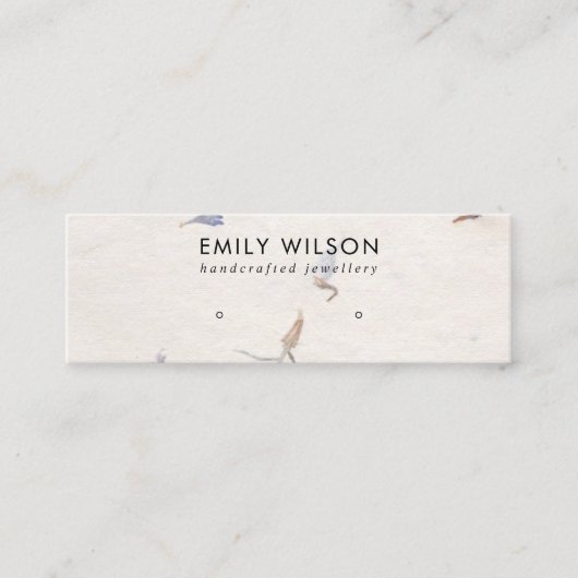 MAUVE PETAL HANDGEMAAKTE PAPIEREN STUD OORBEL DISP MINI VISITEKAARTJE (Voorkant)