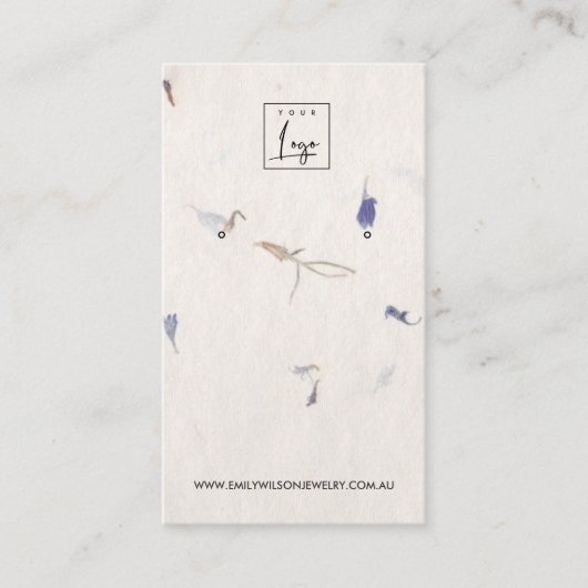 MAUVE PETAL HANDMADE PAPIER STUD EARRING DISPLAY VISITEKAARTJE (Voorkant)