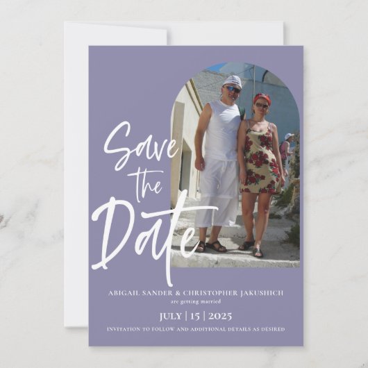 Mauve Photo Enregistrer la date Invitation (Devant)