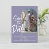 Mauve Photo Enregistrer la date Invitation (Debout devant)