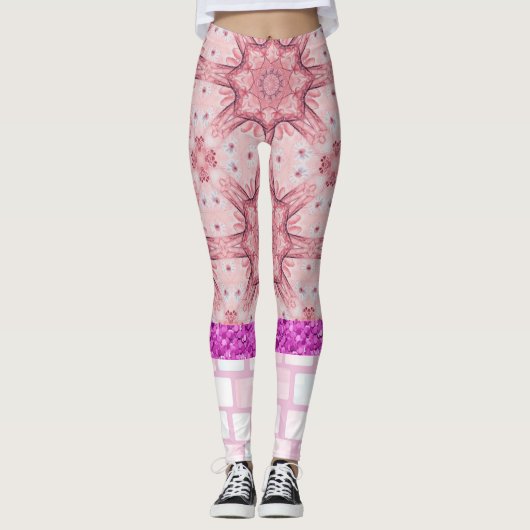 Mauve Pink Brick Leggings Floral (Voorkant)