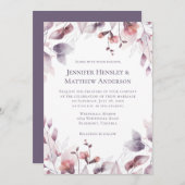 Mauve Pink Dusty Paarse Floral Wedding Kaart (Voorkant / Achterkant)