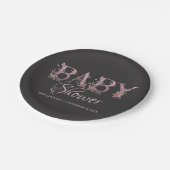 Mauve Pink Elegant Floral Chic Meisje's Baby showe Papieren Bordje (Gekanteld)