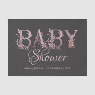 Mauve Pink Elegant Floral Chic Meisje's Baby showe Tissuepapier
