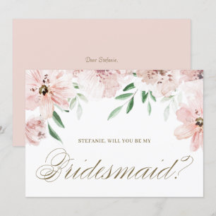 Mauve Pink Floral Vous Serez Ma Carte D'Épouse