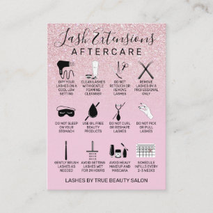 Mauve Pink Glitter Lash Extensions Aftercare Icon Visitekaartje