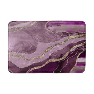 Mauve Pink Marble Agate Gold Glitter Glam #1 Badmat