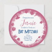 Mauve Pink, Navy Blue Bat Mitswa Uitnodiging (Voorkant)