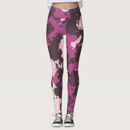 Mauve Pink Paint Splatter Camo Leggings
