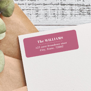 MAUVE PINK ROSE Bold Modern Elegante familienaam Etiket