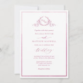 Mauve Pink Waterverf Elegant Monogram Weddenschap Kaart (Voorkant)