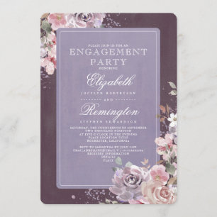 Mauve Plum Lila Bloemen Verlovingsfeest Kaart