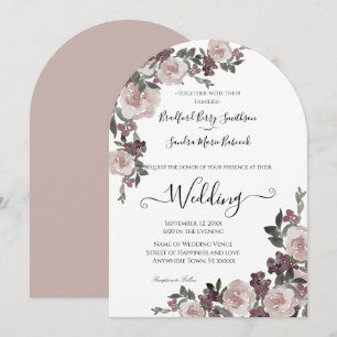 Mauve Plum Waterverf Floral Wedding Kaart