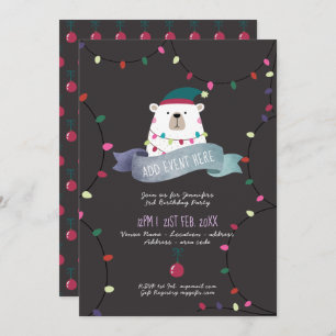 Mauve Polar Ours Noël Invitation TOUT ÉVÉNEMENT