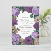 Mauve Quartz, Dusty Plum & Latte Beige Wedding Kaart (Staand voorkant)