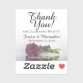 Mauve Roos dank u bruiloft mini-flesetiket Sticker (Vel)