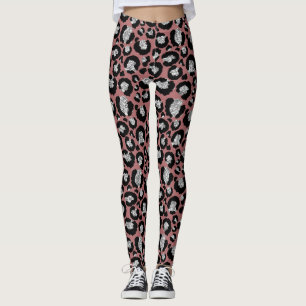 Mauve/Roos, Leggings voor het afdrukken van luipaa