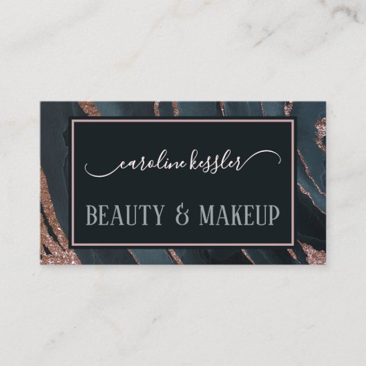 Mauve Roos Roze Goud Sparkles Marmer Art Pattern Visitekaartje (Voorkant)