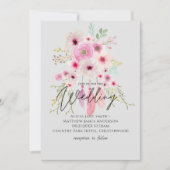 Mauve rose BOHO Faire-part de mariage en plumes fl (Devant)