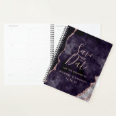 Mauve Rose Gold Agate Marble Save the Date Planner (Display)