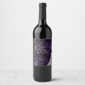 Mauve Rose Gold Agate Marble Save the Date Wijn Etiket (Voorkant)