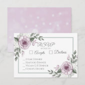 Mauve Roses Elégant mariage floral RSVP (Devant / Derrière)