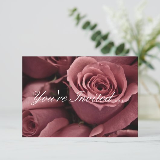 Mauve Roses mariage invitations (Debout devant)