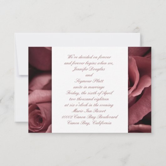 Mauve Roses mariage invitations (Dos)
