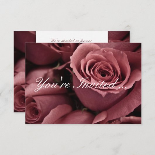 Mauve Roses mariage invitations (Devant / Derrière)