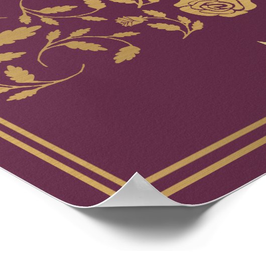 Mauve Royal Médieval Mariage  Affiche de bienvenue (Coin)