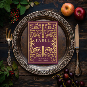 Mauve Royal Medieval Sword Wedding Kaart