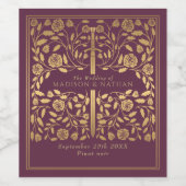 Mauve Royal Medieval Sword Wedding Wijn Etiket (Enkel label)