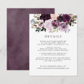 Mauve Roze en Paarse Bloemige Gastdetails Informatiekaartje (Voorkant / Achterkant)