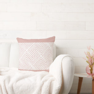 Mauve Roze en Wit Afrika Maze Modder Doek patroon Kussen